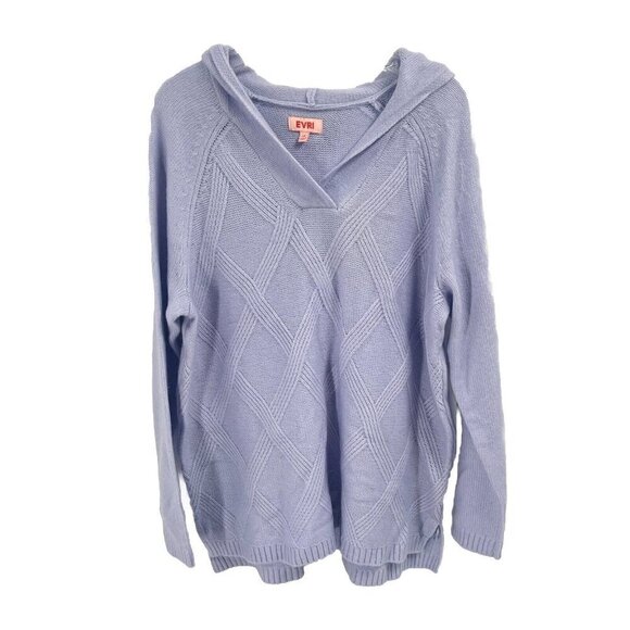 EVRI Sweaters - Evri Purple Cable Knit Long Line Hooded Cardigan Soft Sz 1X